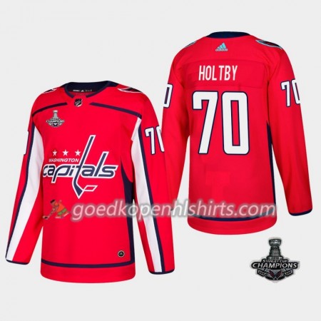 Washington Capitals Braden Holtby 70 2018 Stanley Cup Champions Adidas Rood Authentic Shirt - Mannen